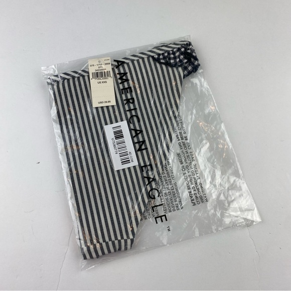 Aerie Seersucker Ruffle Bikini Bottom Textured True Black Stripes Size XXS NWT - Picture 4 of 4